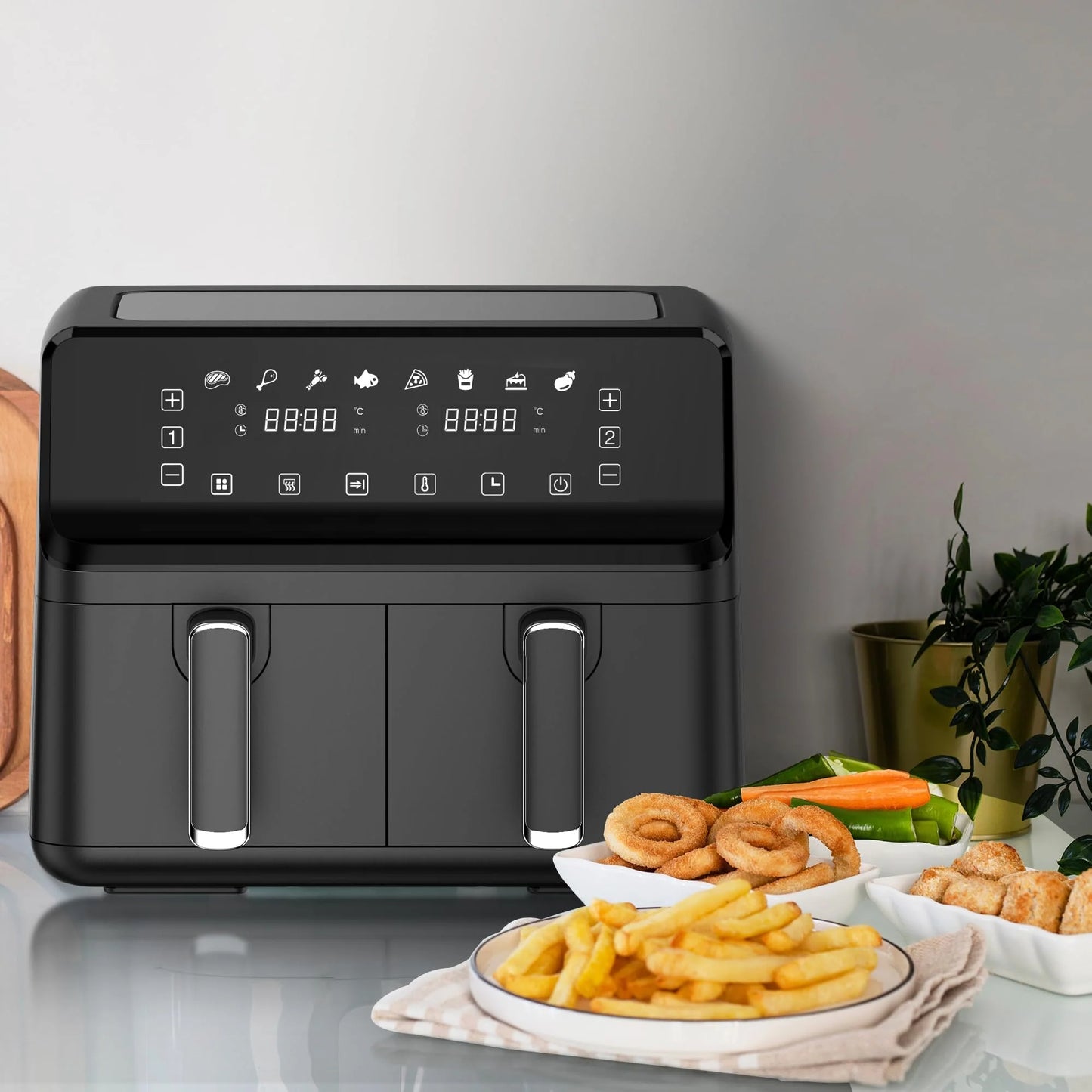 Essen by Keplin 9L Dual Zone Air Fryer - 2700W Energy-Saving Cooker with 6 Cooking Functions - Extra-Large Capacity for Healthy Meals - Roast, Bake, Dehydrate, Crisp - Family Size (9L)