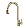 Contemporary Brushed Gold Kitchen Faucet With Smart Sensor Touch and Single Handle Mixer Design