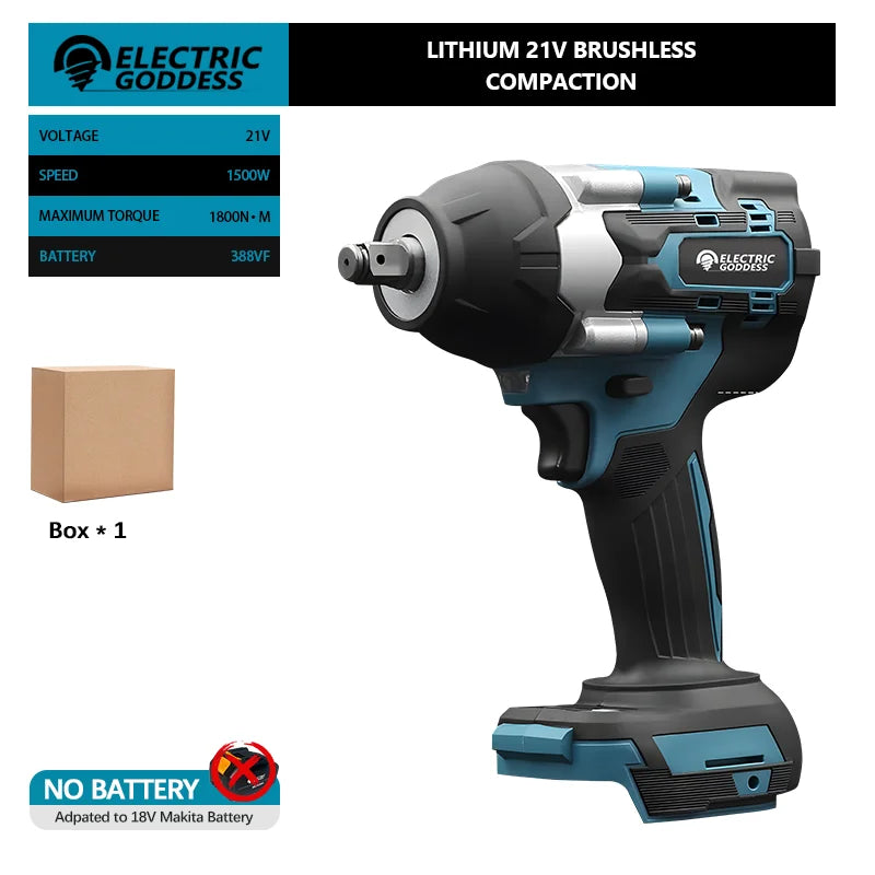 1800NM Cordless Electric Impact Wrench Compact Model Brushless Motor Lithium Electric Drive For 21V Makita Battery Pin