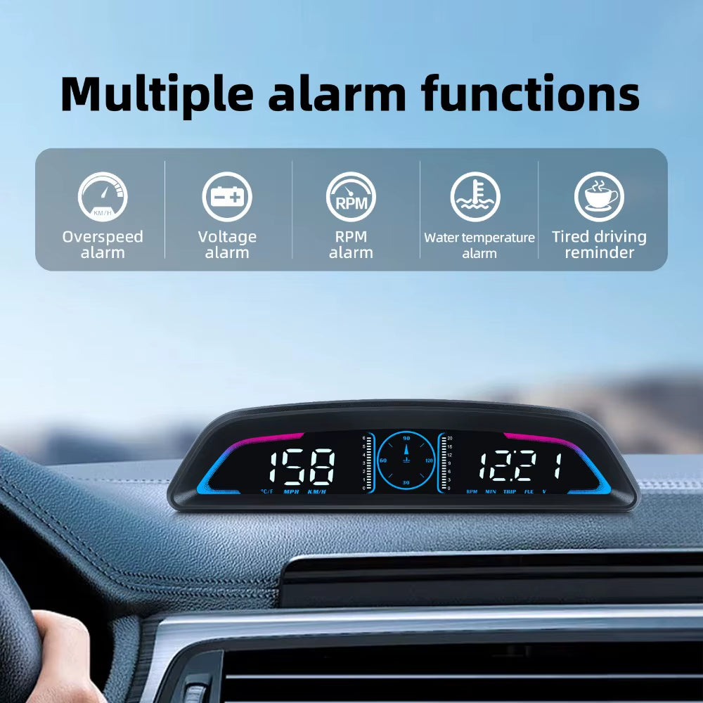 B3 G3 OBD/GPS HUD Display G19 Digital Speedometer with Alarm Function Speed Clock RPM Voltage Water Temperature Head up Display