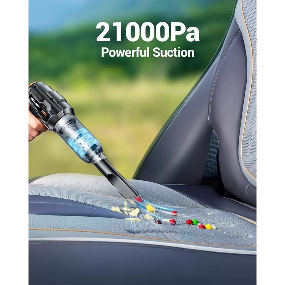 Portable Cordless Car Vacuum 21000Pa High Power Handheld Vacuum Cleaner Long Battery Life 4 in 1 Accessories Compact Design