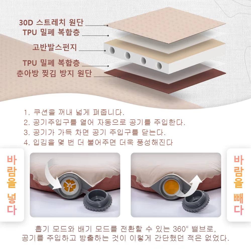 Air Mattress Self-Inflating Sponge Camping Mat Luxury Automatic Inflate Mats Inflatable Sleeping Cushion Pads