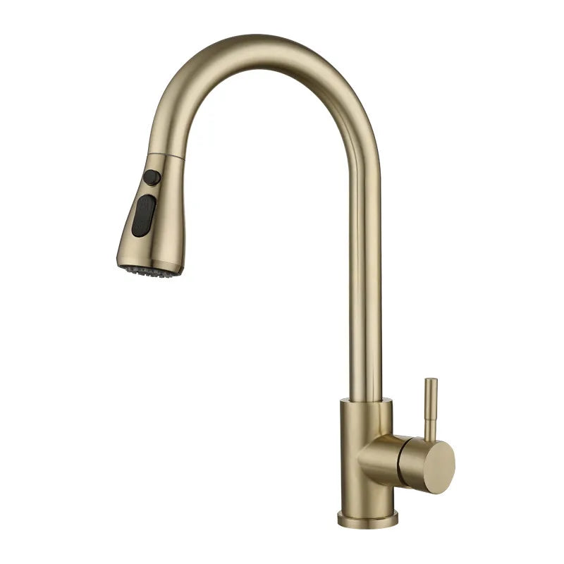 Contemporary Brushed Gold Kitchen Faucet With Smart Sensor Touch and Single Handle Mixer Design