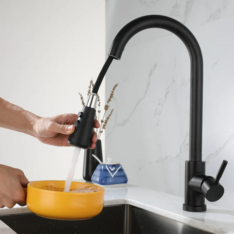 Contemporary Brushed Gold Kitchen Faucet With Smart Sensor Touch and Single Handle Mixer Design