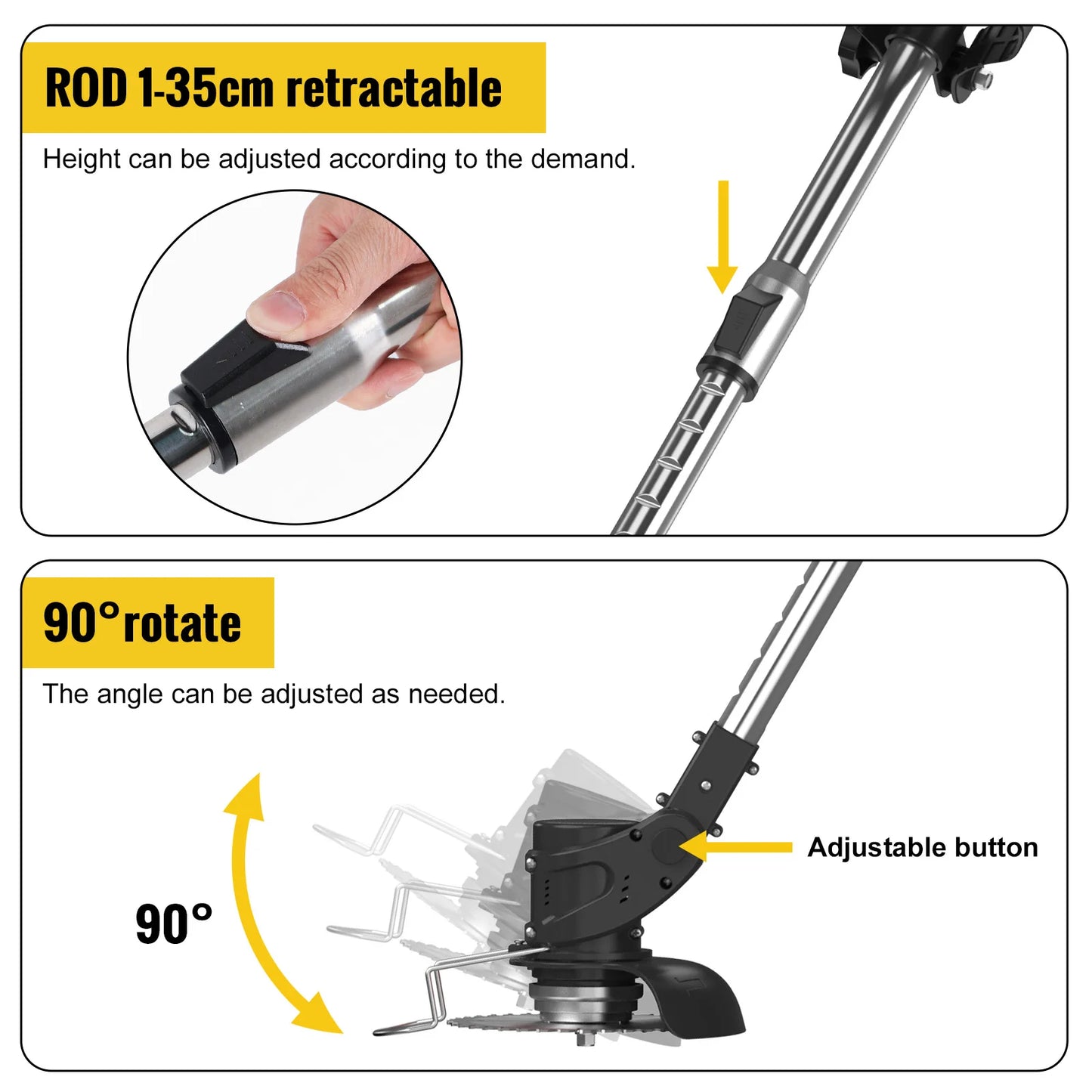 Conentool 24V Cordless Strimmer - Lawn Mower Garden Strimmers with 2 * 2000mAh Batteries and 15 Blades, Grass Trimmers