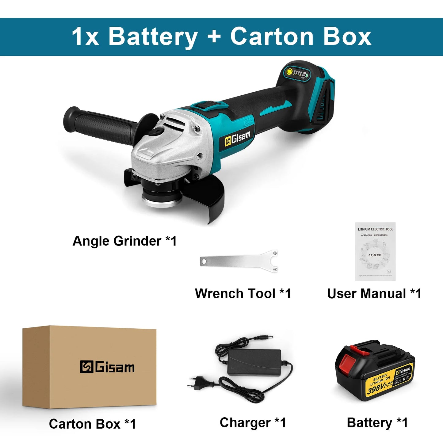 Gisam 125mm M14 Brushless Angle Grinder Cutting Machine Cordless Electric Angle Grinder Power Tools for Makita 18V Battery Pins