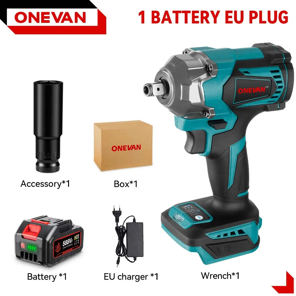 ONEVAN 1200N.M Brushless Electric Impact Wrench 3 Funtion 1/2" Cordless Portable Screwdriver Drill Tools For Makita Battery Pin