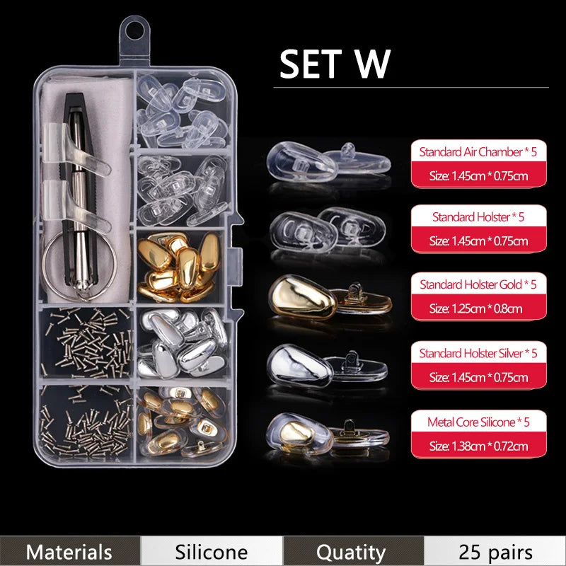 COLOUR_MAX  Silicone Nose Pads For Eyeglasses Soft Nose Pads For Glasses Sunglasses Screws For Glasses Repair Kit