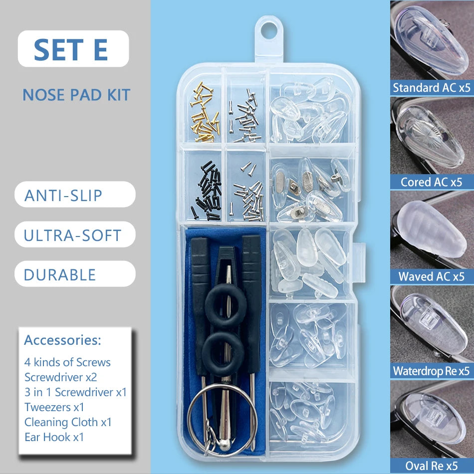 COLOUR_MAX  Silicone Nose Pads For Eyeglasses Soft Nose Pads For Glasses Sunglasses Screws For Glasses Repair Kit