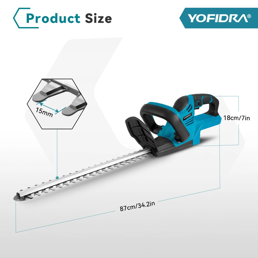 YOFIDRA 2000W Electric Hedge Trimmer Lawn Mower Cordless Household Garden  Shrub Weeding Pruning Tools For Makita Battery Pin
