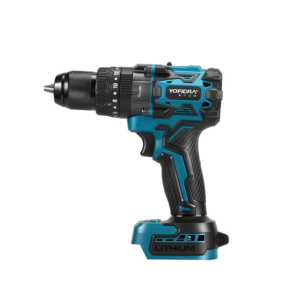YOFIDRA 900N.m 20+3 Torque Brushless Electric Impact Drill 13MM Cordless Screwdriver Drilling Power Tool For Makita Battery Pin