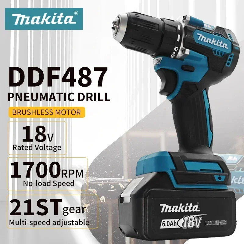 2025 Makita DDF487 18V brushless electric drill, suitable for five-rope impact drill of decoration team, uses 18V Makita battery
