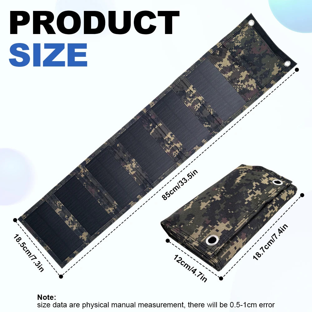 60W Portable Polysilicon Solar Panel Charger USB 5V DC Foldable Solar Panel For Phone Charge Power Bank For Hiking Camping