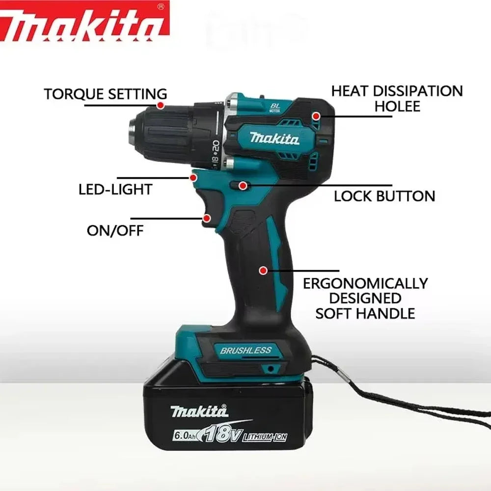 2025 Makita DDF487 18V brushless electric drill, suitable for five-rope impact drill of decoration team, uses 18V Makita battery