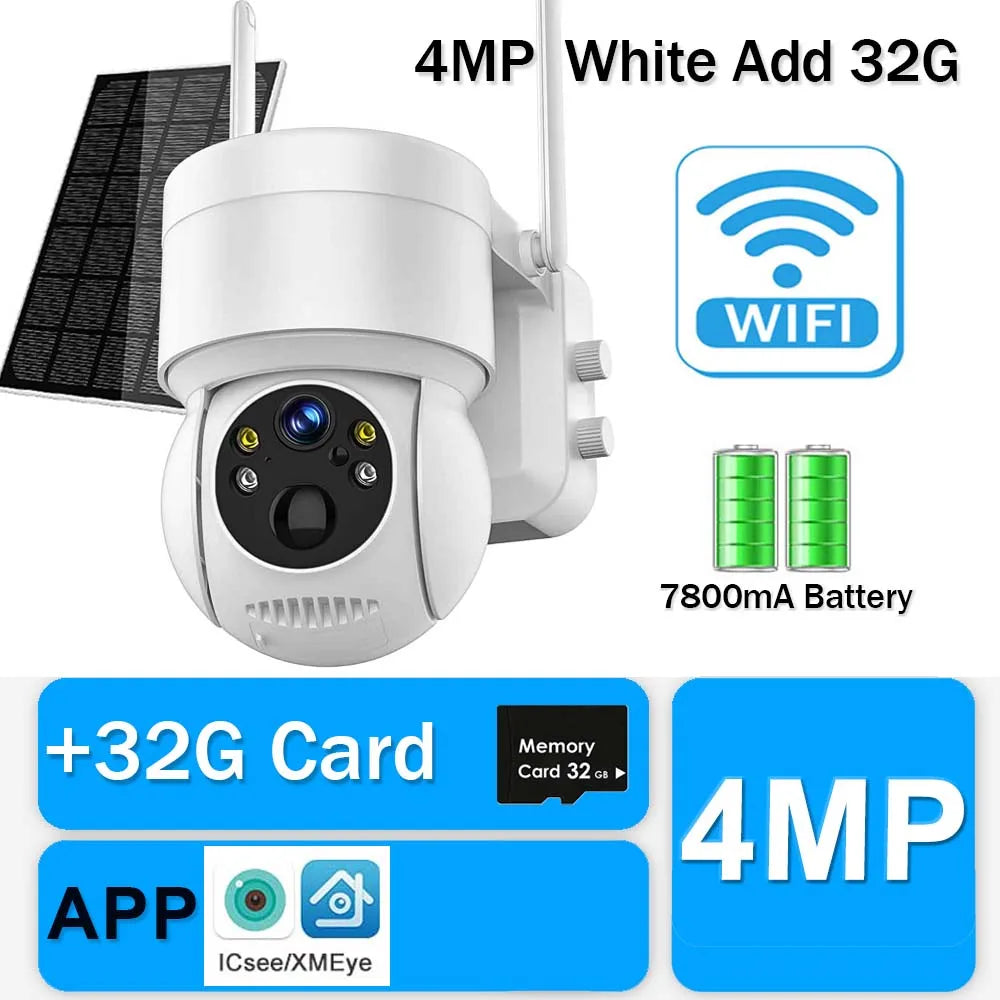 4MP Solar Camera Wifi Outdoor Wireless Home Security Camera with Solar Panel Human Detection PTZ CCTV Surveillance Camera Icsee