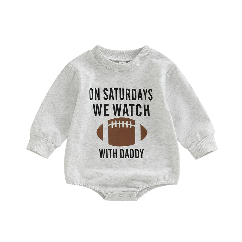 Newborn Baby Unisex Romper Football Team Logo Print Crew Neck Long Sleeve Playsuit Spring Fall Casual s Bodysuits
