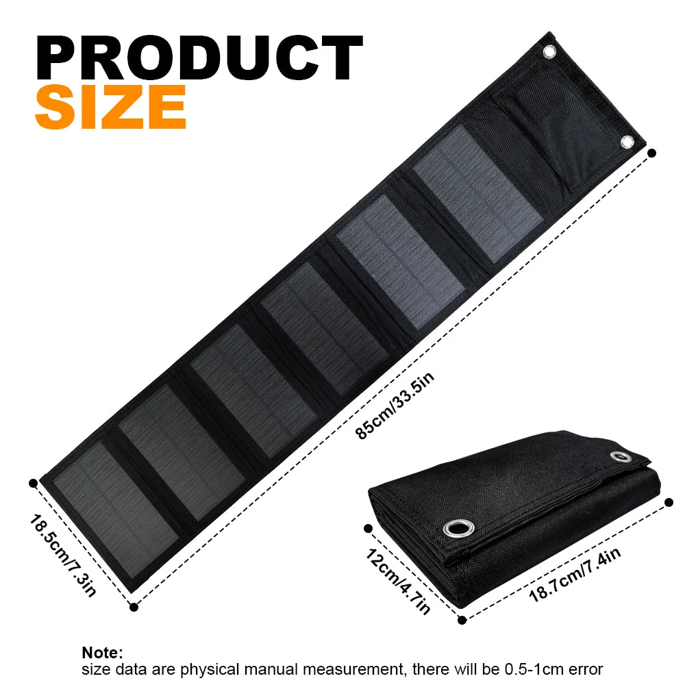 60W Portable Polysilicon Solar Panel Charger USB 5V DC Foldable Solar Panel For Phone Charge Power Bank For Hiking Camping