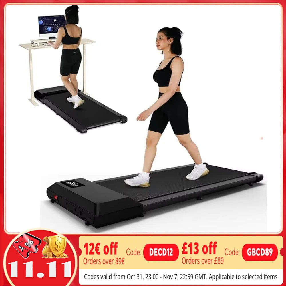 300 Ibs Weight Capacity 2.5 HP 2 in 1 Portable Treadmill for Home with Remote Control LED Display Walking Pad Treadmill