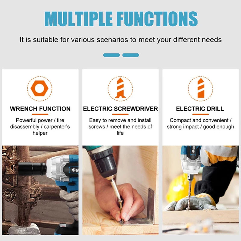 TW285 520N.m Brushless Electric Impact Wrench 1/2 Inch Cordless Wrench Car Repair Socket Power Tool for Makita 18V Battery Pin