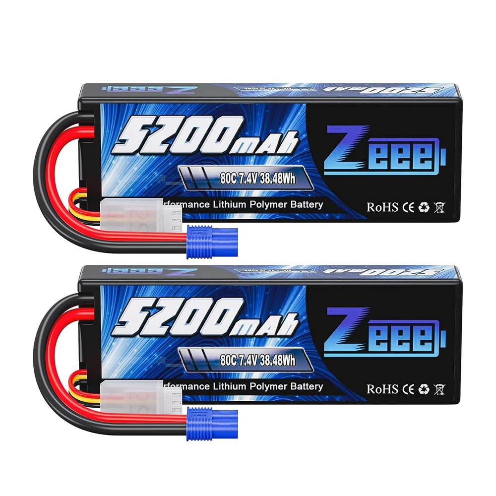 1/2pcs Zeee 2S 5200mAh Lipo Battery 80C With T/XT60/EC5/EC3 Plug RC Battery for RC Cars Truck Truggy Buggy Racing Hobby Parts