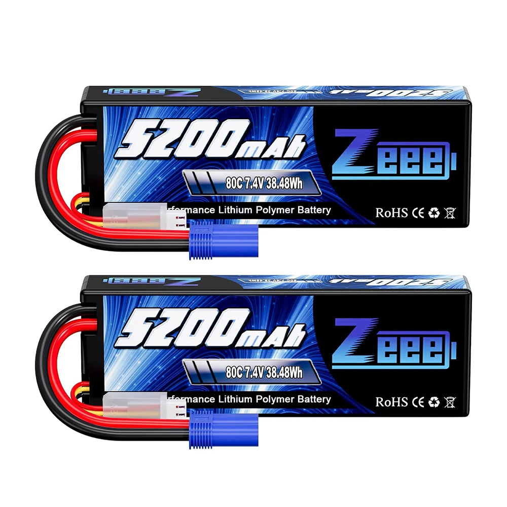 1/2pcs Zeee 2S 5200mAh Lipo Battery 80C With T/XT60/EC5/EC3 Plug RC Battery for RC Cars Truck Truggy Buggy Racing Hobby Parts