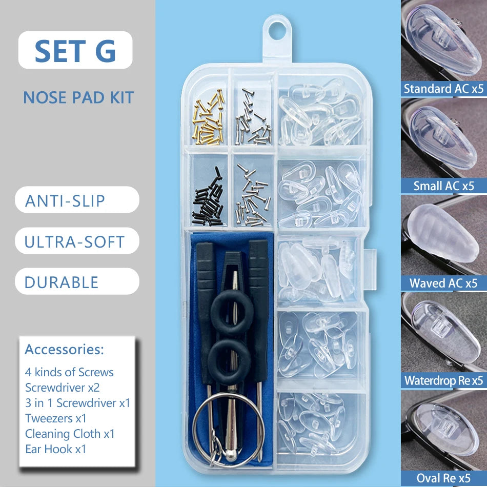 COLOUR_MAX  Silicone Nose Pads For Eyeglasses Soft Nose Pads For Glasses Sunglasses Screws For Glasses Repair Kit