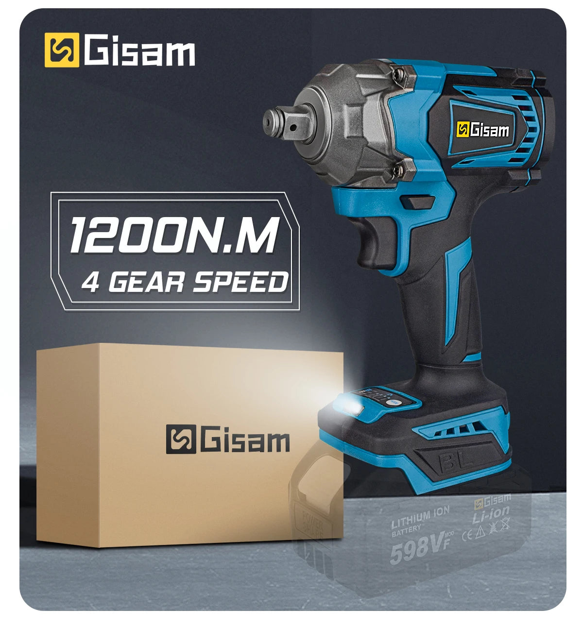 1200N.M Brushless Electric Impact Wrench 1/2 Inch Cordless Wrench Screwdriver Power Tools Without Battery For Makita 18V Battery