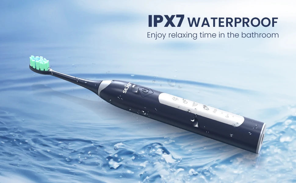 Sejoy JS10-1 Electric Sonic Toothbrush with 10 pcs Replacement Heads Rechargeable Waterproof Electronic Tooth Brushes