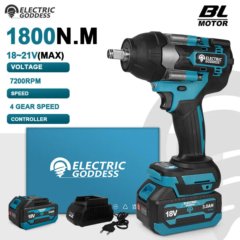 1800NM Cordless Electric Impact Wrench Compact Model Brushless Motor Lithium Electric Drive For 21V Makita Battery Pin