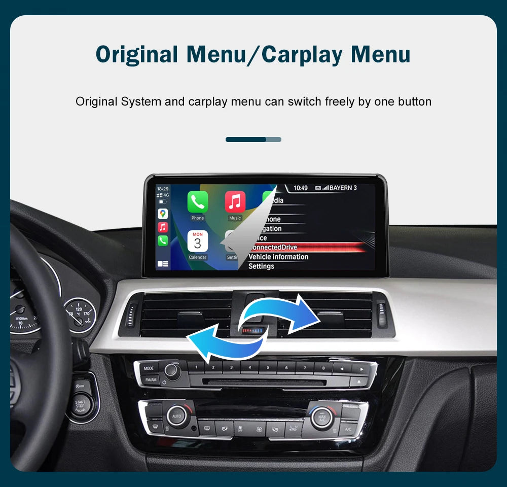 10.25'12.3' Wireless CarPlay Android Auto Multimedia Display Screen For BMW 1 2 3 4 Series F20 F21 F22 F30 F31 F32 F33