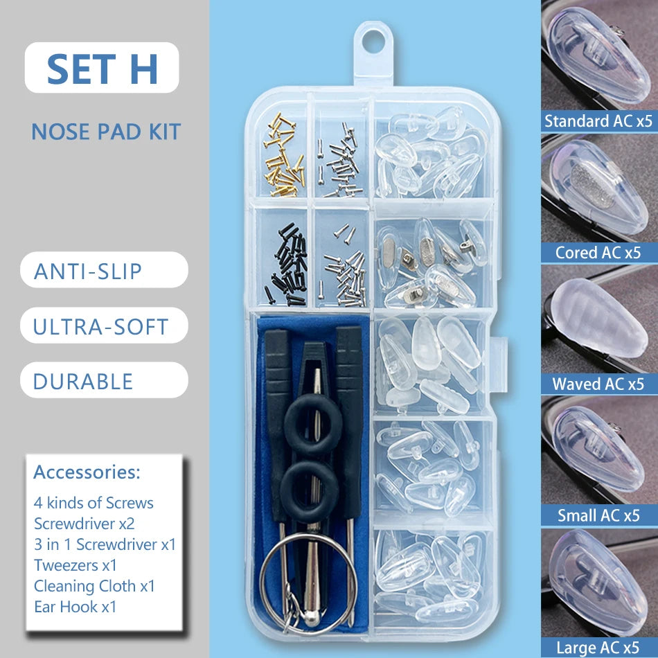 COLOUR_MAX  Silicone Nose Pads For Eyeglasses Soft Nose Pads For Glasses Sunglasses Screws For Glasses Repair Kit