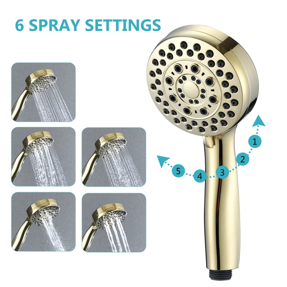 Handheld Shower Head with Hose High Pressure Shower Heads Gold