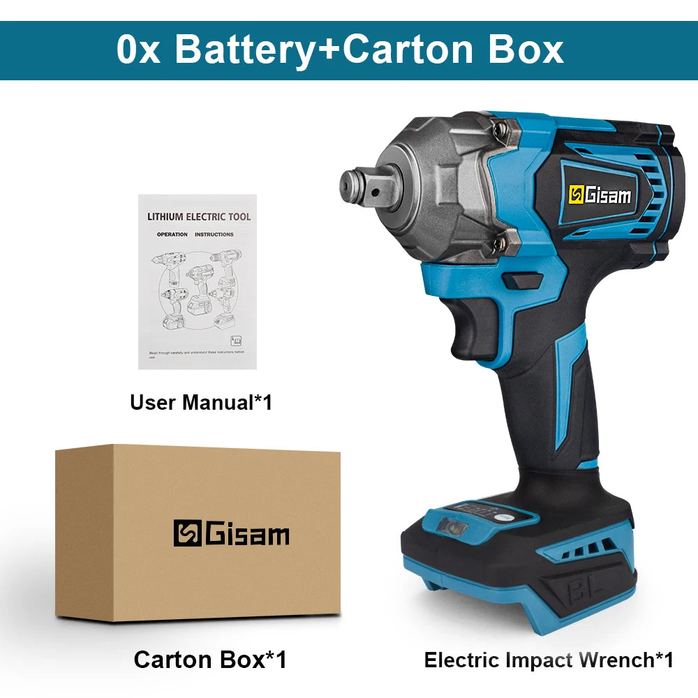 1200N.M Brushless Electric Impact Wrench 1/2 Inch Cordless Wrench Screwdriver Power Tools Without Battery For Makita 18V Battery