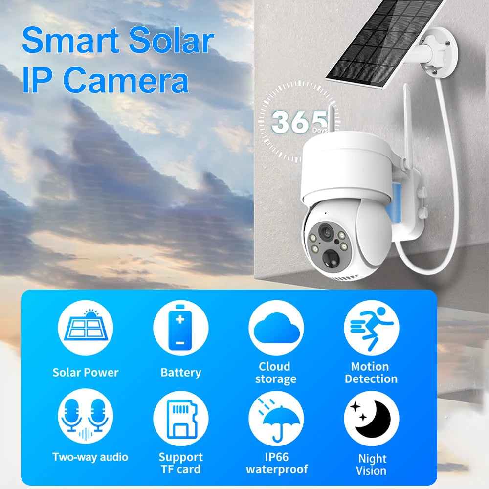 4MP Solar Camera Wifi Outdoor Wireless Home Security Camera with Solar Panel Human Detection PTZ CCTV Surveillance Camera Icsee