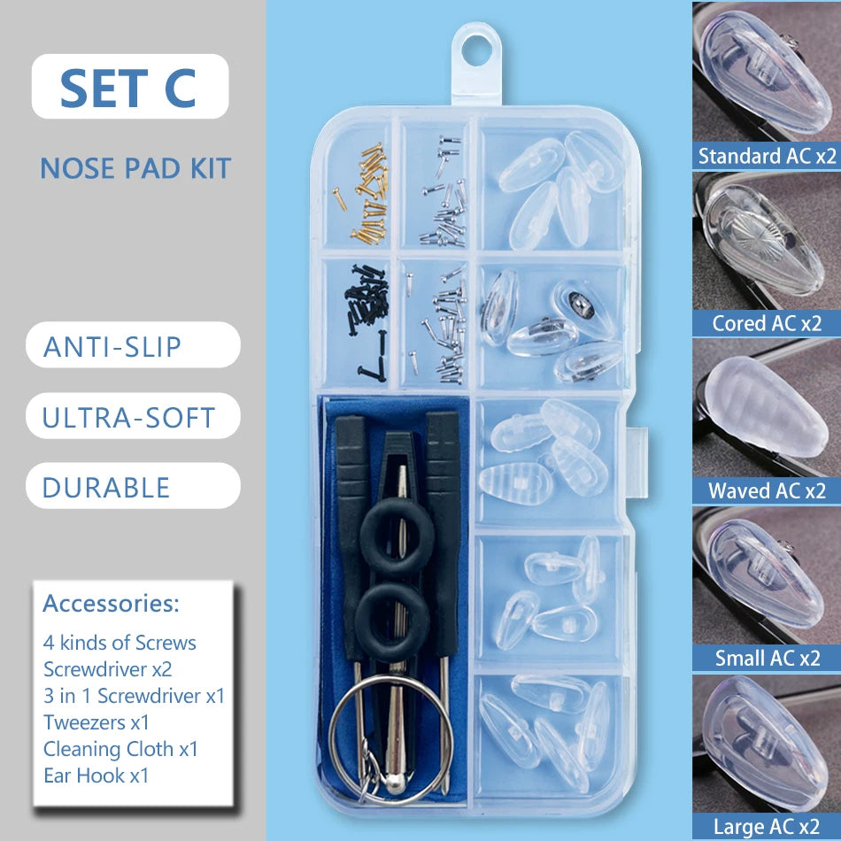 COLOUR_MAX  Silicone Nose Pads For Eyeglasses Soft Nose Pads For Glasses Sunglasses Screws For Glasses Repair Kit