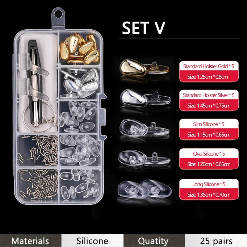 COLOUR_MAX  Silicone Nose Pads For Eyeglasses Soft Nose Pads For Glasses Sunglasses Screws For Glasses Repair Kit