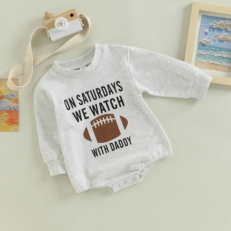 Newborn Baby Unisex Romper Football Team Logo Print Crew Neck Long Sleeve Playsuit Spring Fall Casual s Bodysuits
