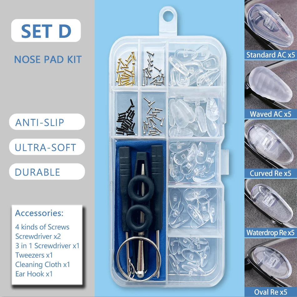 COLOUR_MAX  Silicone Nose Pads For Eyeglasses Soft Nose Pads For Glasses Sunglasses Screws For Glasses Repair Kit