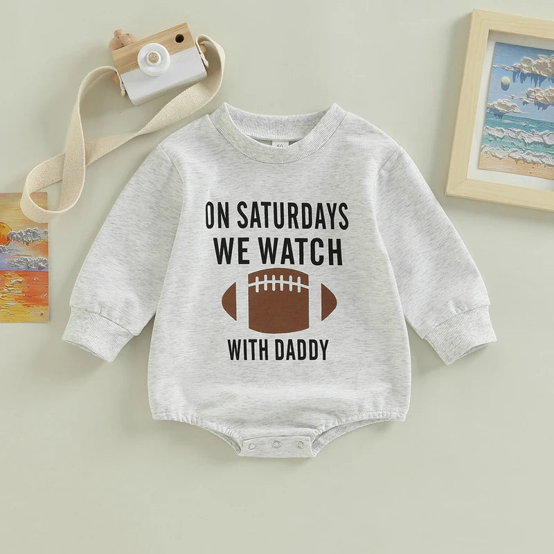 Newborn Baby Unisex Romper Football Team Logo Print Crew Neck Long Sleeve Playsuit Spring Fall Casual s Bodysuits