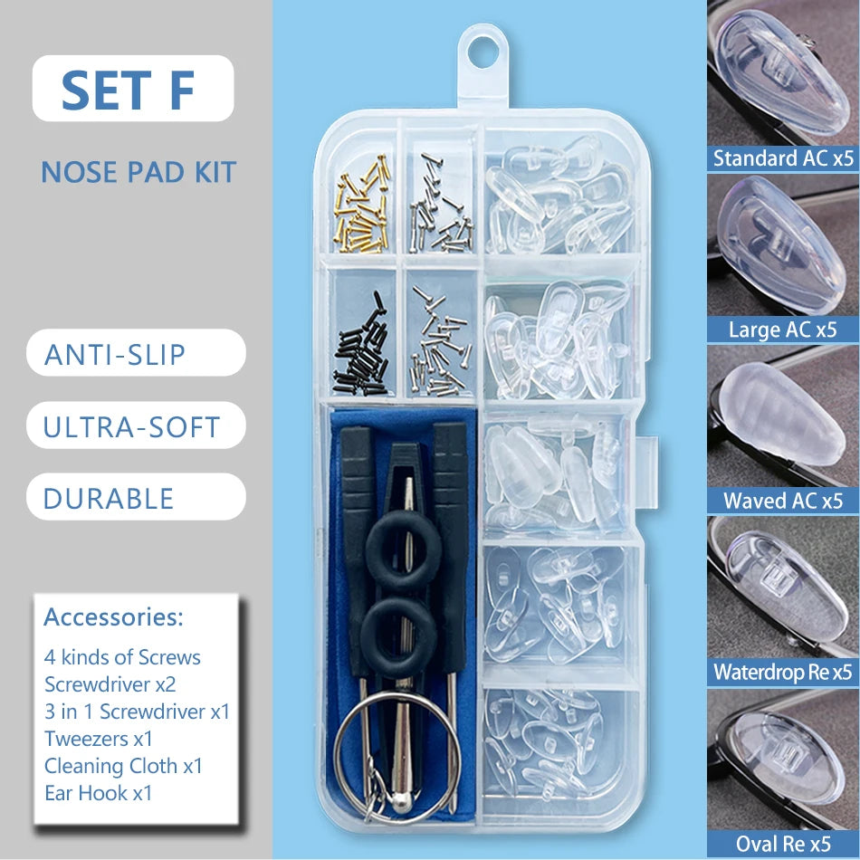 COLOUR_MAX  Silicone Nose Pads For Eyeglasses Soft Nose Pads For Glasses Sunglasses Screws For Glasses Repair Kit