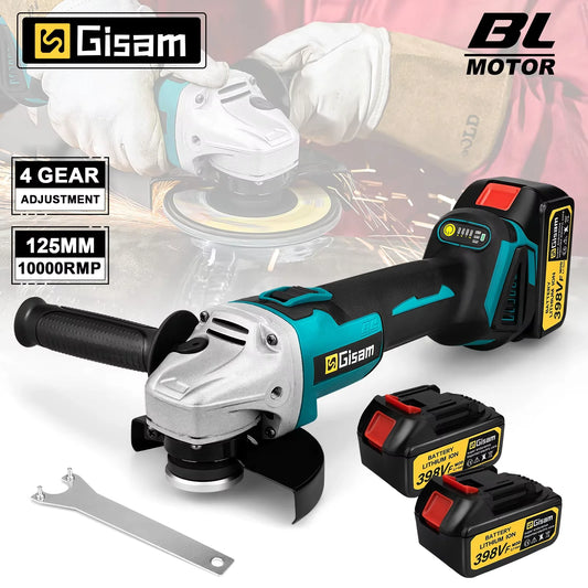 Gisam 125MM Brushless Electric Angle Grinder Variable Speed M14 Cutting Machine Woodworking Tool for Makita 18v Battery Pin