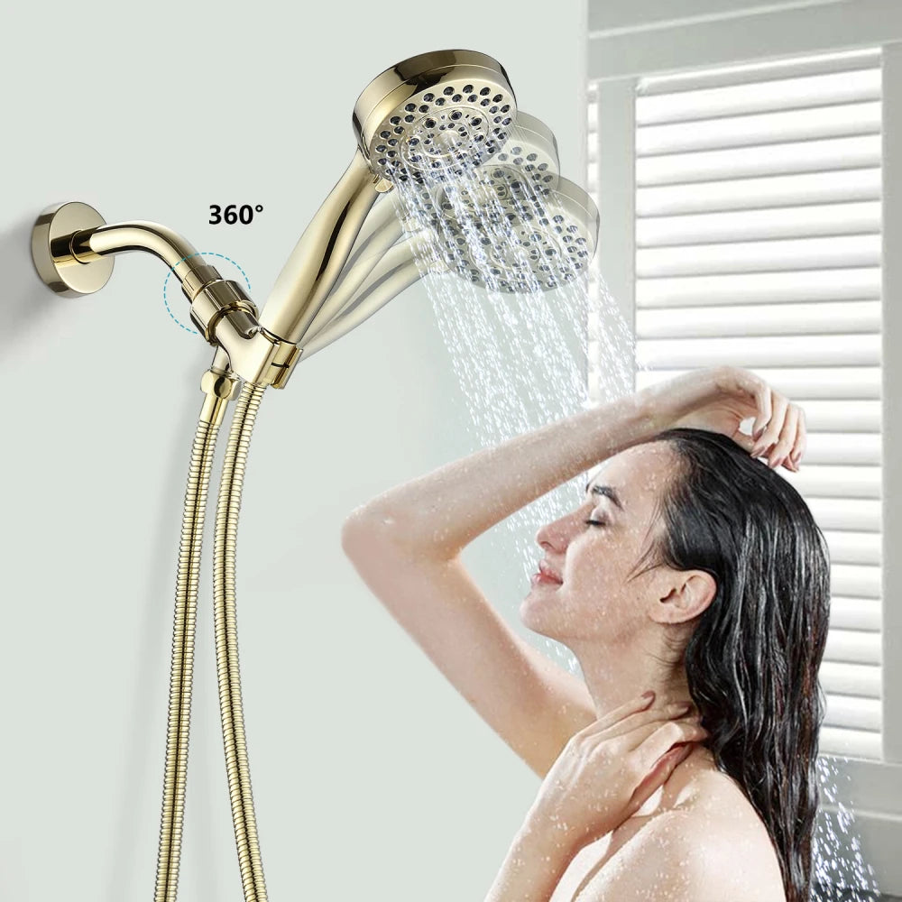 Handheld Shower Head with Hose High Pressure Shower Heads Gold