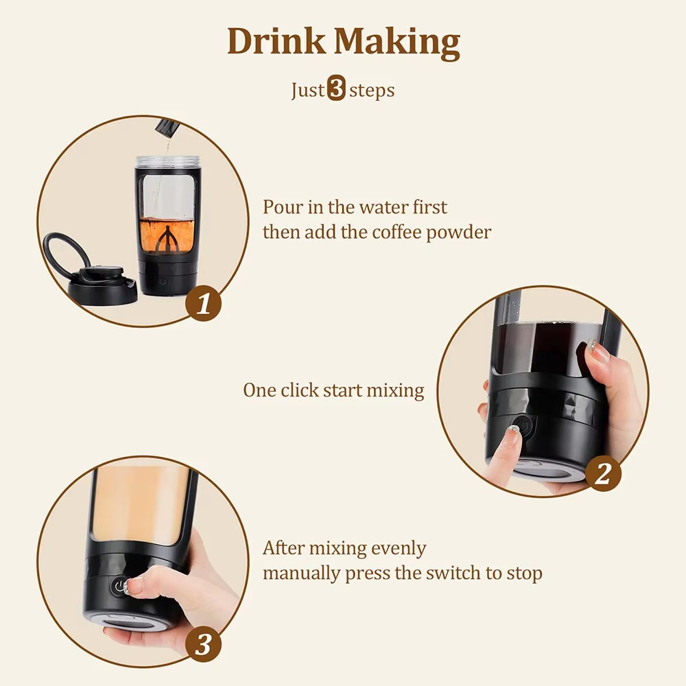 650Ml Electric Shaker Bottle Portable Whey Protein Shaker Automatic Stirring Blender Multipurpose Juice Mixer Cups Fitness Work