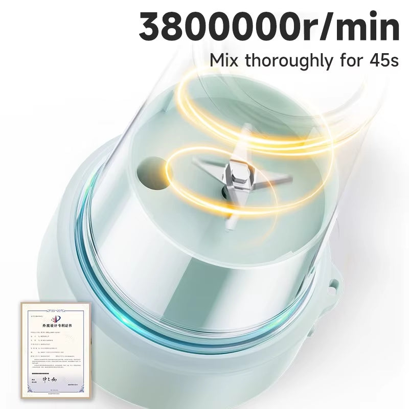 Electric Fruit Juicer Wireless Blender Juice Mixer Portable Juicer with Straw Household USB Charging 6 Blade Gift Juice Cup