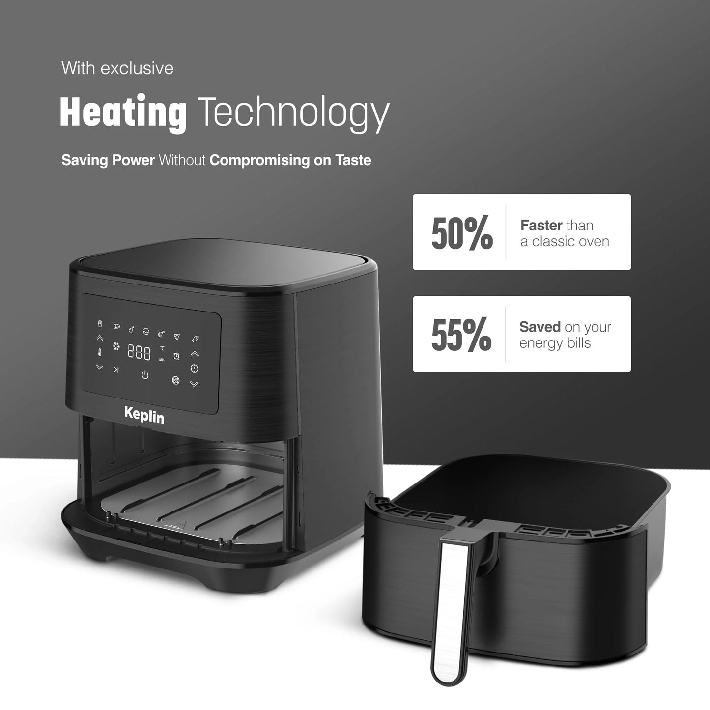 Essen by Keplin 9L Dual Zone Air Fryer - 2700W Energy-Saving Cooker with 6 Cooking Functions - Extra-Large Capacity for Healthy Meals - Roast, Bake, Dehydrate, Crisp - Family Size (9L)