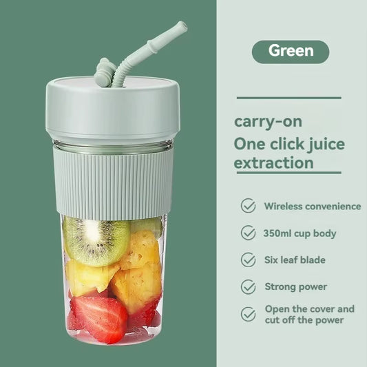 Electric Fruit Juicer Wireless Blender Juice Mixer Portable Juicer with Straw Household USB Charging 6 Blade Gift Juice Cup
